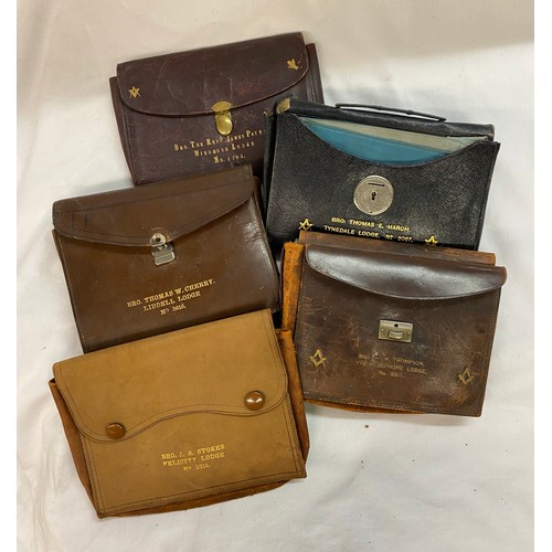 306 - CARTON - LEATHER LODGE SATCHELS, EMBROIDERED SEW ON BADGES, LEATHER BELTS AND GLOVES