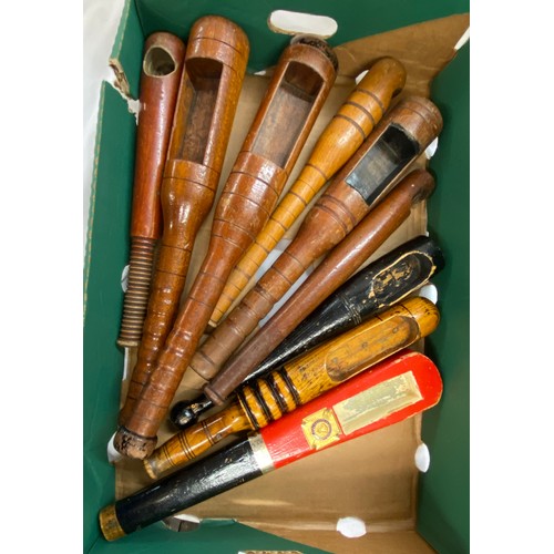 314 - CARTON OF TURNED WOODEN TRUNCHEON BATONS