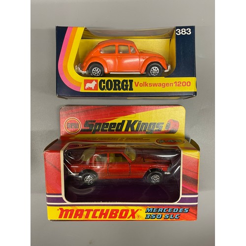 532 - MINT AND BOXED CORGI VW 1200 383 ORANGE, MATCH BOX SPEED KING K48