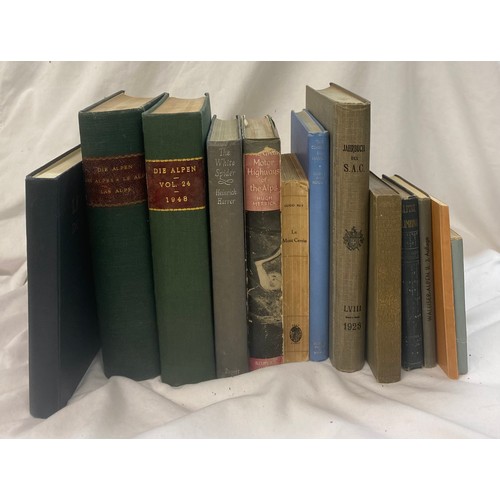 236 - HARD BACK BOOKS MOUNTAINEERING ALPS RELATED INCLUDING TWO VOLUMES 1948, AND GLACIERS OF THE ALPS, TH... 