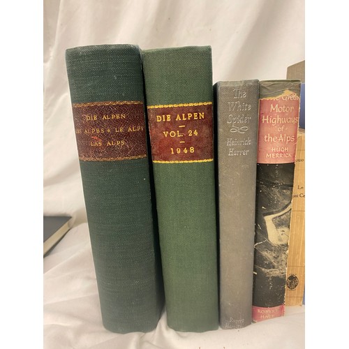 236 - HARD BACK BOOKS MOUNTAINEERING ALPS RELATED INCLUDING TWO VOLUMES 1948, AND GLACIERS OF THE ALPS, TH... 