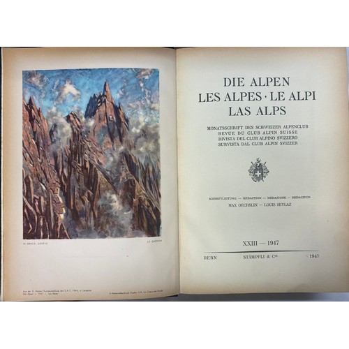 236 - HARD BACK BOOKS MOUNTAINEERING ALPS RELATED INCLUDING TWO VOLUMES 1948, AND GLACIERS OF THE ALPS, TH... 