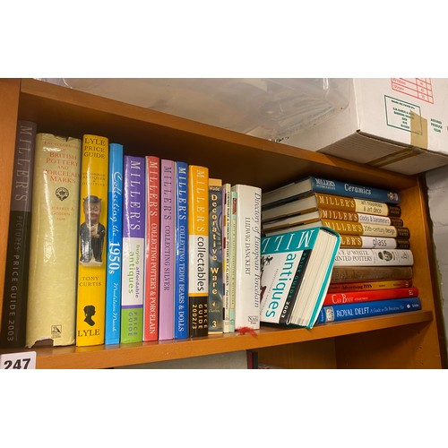 247 - SHELF OF MILLERS ANTIQUE AND COLLECTING REFERENCE GUIDES AND RELATED ANTIQUE SUBJECTS