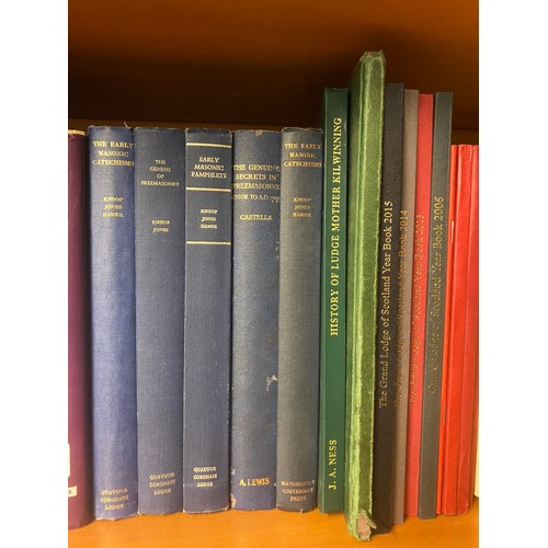 248 - SHELF OF MAINLY HARD BACK BOOKS ON FREE MASONARY INC A MASONIC SUPPLY CATALOGUE