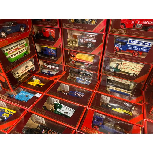 324 - SHELF OF MINT AND BOXED MATCH BOX MODELS OF YESTER YEAR Y SERIES INC VINTAGE ADVERTISING WAGONS