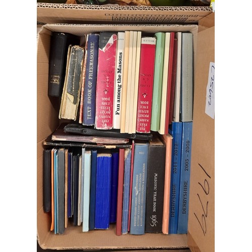 250 - THREE BOXES OF MAINLY HARD BACK BOOKS ON FREE MASONARY SECRET SOCIETIES AND DIRECTORIES