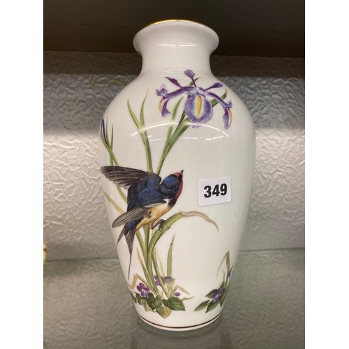 349 - FRANKLIN PORCELAIN MEADOW LAND BIRD VASE