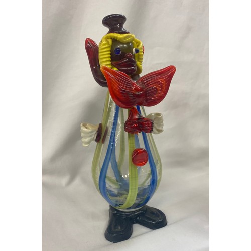 438 - THREE MURANO COLOURED BALLOON BODY GLASS CLOWNS