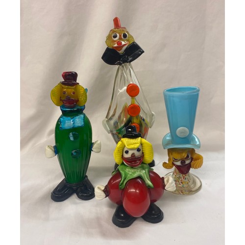 439 - MURANO GLASS BASKET CLOWN, SOLID BODY CLOWN AND CLOWN HAT SPILL VASE