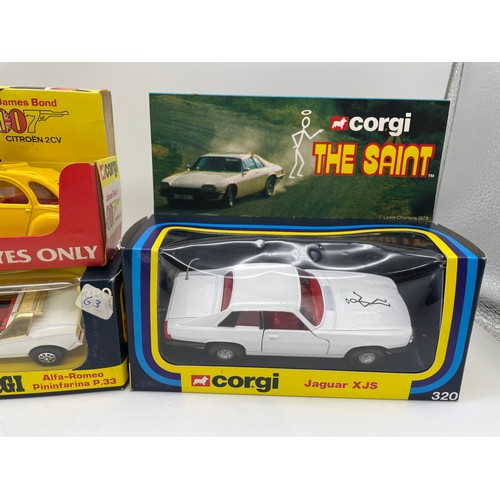 538 - CORGI MINT AND BOXED 269 JAMES BOND LOTUS, JAMES BOND CITROEN 2CV, 380 ALFA ROMEO, 320 THE SAINT JAG... 