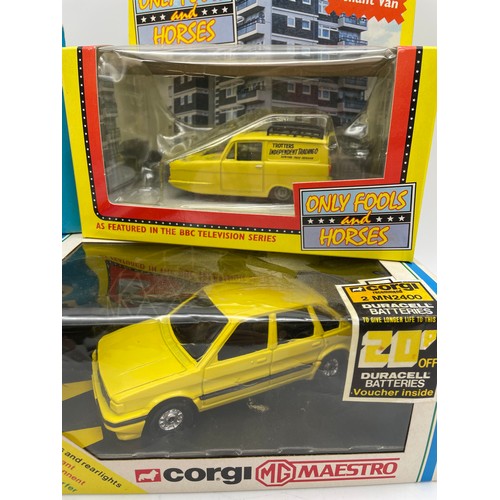 539 - MINT AND BOXED CORGI 334,LLEDO ONLY FOOLS AND HORSES RELIANT REGAL, CORGI 1009 MAESTRO MG1600, BOXED... 