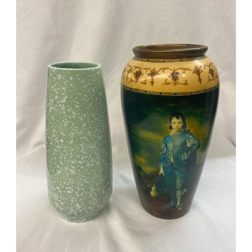 433 - BLUE BOY OVOID VASE AND SYLVAC SPECKLED VASE