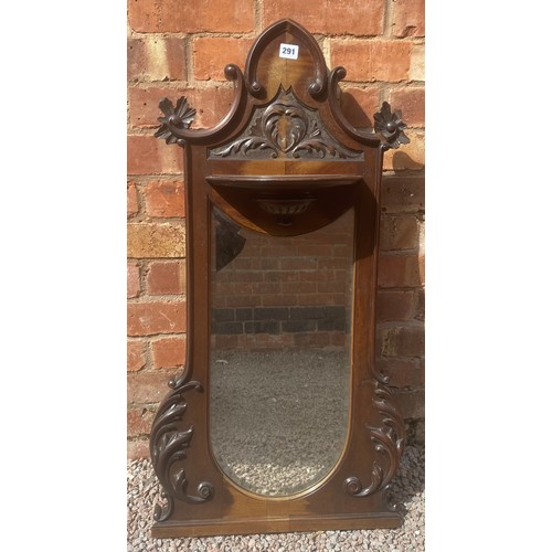 291 - VICTORIAN CARVED ARCHED MIRROR SHELF