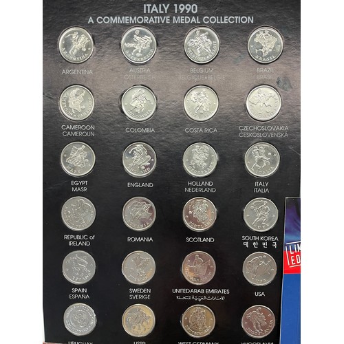 557 - FOOTBALL ITALIA WORLD CUP 1990 COMMEMORATIVE MEDAL COLLECTION, ESSO WORLD CUP COIN COLLECTION, 1998 ... 