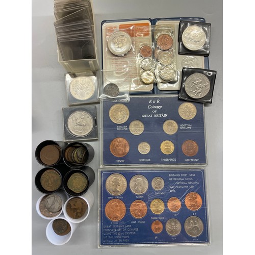 589 - TWO COINAGE OF GREAT BRITAIN PRE DECIMAL AND FIRST ISSUE DECIMAL COINS PLUS TUBES OF MAINLY PRE DECI... 