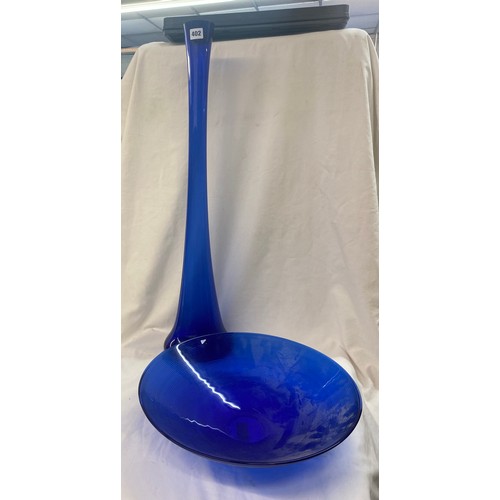 402 - LARGE BRISTOL BLUE TAPERED SPILL VASE AND RIBBED BOWL