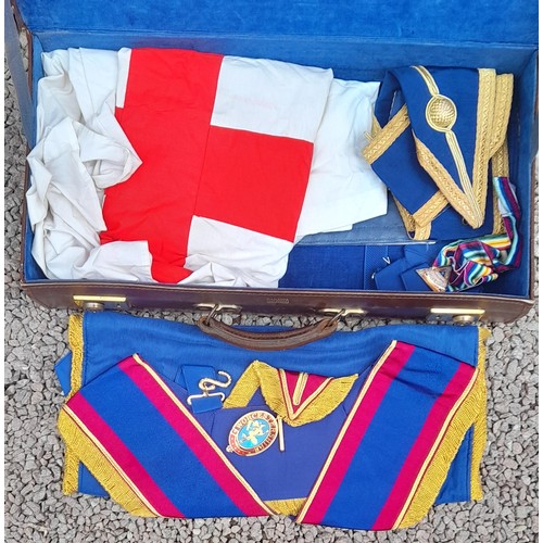 492 - FIVE LEATHER CASES CONTAINING LODGE CEREMONIAL SASH AND REGALIA INC ROYAL ORDER OF SCOTLAND