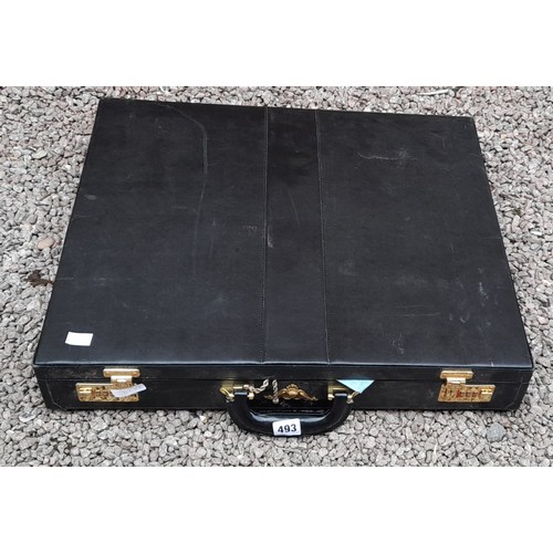 493 - LARGE BLACK CASE CONTAINING LODGE CEREMONIAL REGALIA