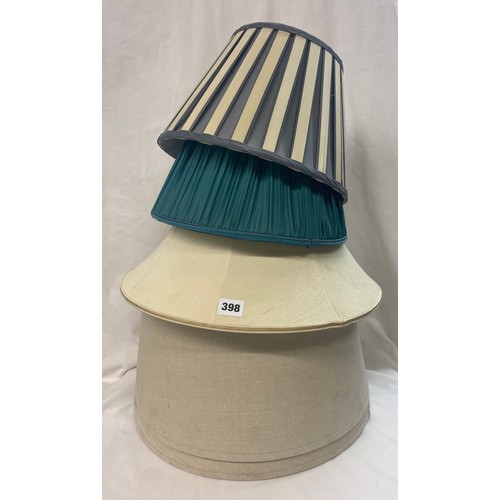 398 - STRIPED AND CREAM LAMPSHADES