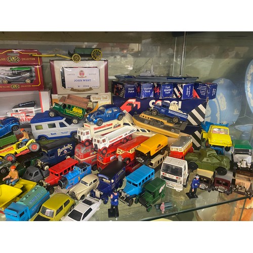 358 - SHELF OF BOXED DAYS GONE, CAMEO, AND CORGI CARS, AND VARIOUS UNBOXED PLAYWORN MODEL CARS