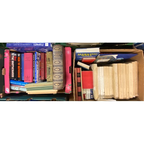 301 - TWO BOXES OF HARD BACK BOOKS ON FREE MASONARY AND LEATHER BOUND BUNNIYANS CHOICE WORKS