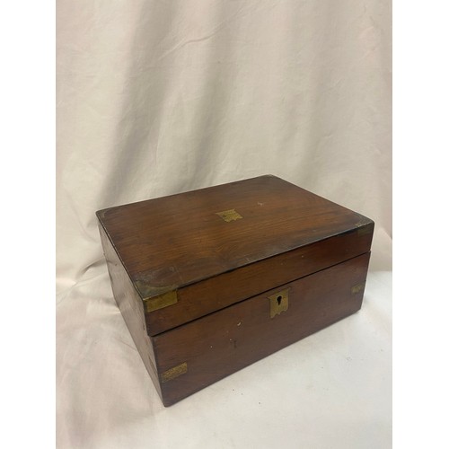 545 - OAK OBLONG BOX AND VICTORIAN WALNUT BRASS MOUNTED BOX