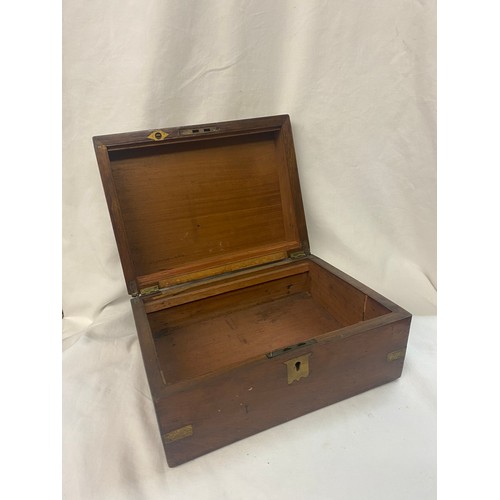 545 - OAK OBLONG BOX AND VICTORIAN WALNUT BRASS MOUNTED BOX