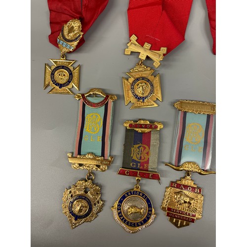 486 - TWO BAGS - ROAB SASH'S WITH REGALIA AND MEDALLIONS