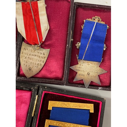 481 - FOUR BOXED FREEMASONRY MEDALS JEWELS, POST PRECEPTOR ORDER OF THE GOLDEN HORN