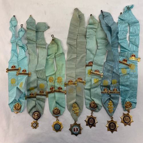 484 - TWO BAGS ROYAL RAOB SASH'S? WITH GILT JEWELS AND MEDALLIONS