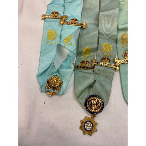 484 - TWO BAGS ROYAL RAOB SASH'S? WITH GILT JEWELS AND MEDALLIONS