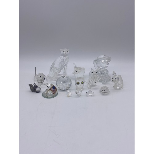 474 - SELECTION OF MAINLY SWAROVSKI CRYSTAL ANIMAL FIGURES AND A WATERFORD SEATED TEDDY BEAR