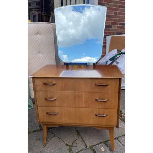 163 - 1950S WRIGHTON WALNUT THREE DRAWER DRESSING TABLE