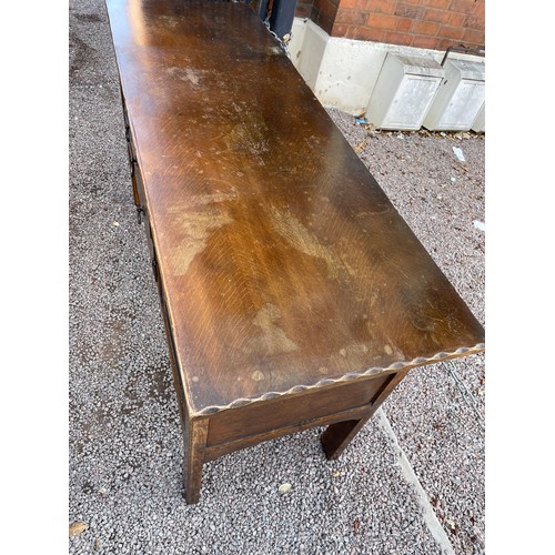 200 - REPRODUCTION OAK DRESSER WITH IRON STRAP WORK HINGES