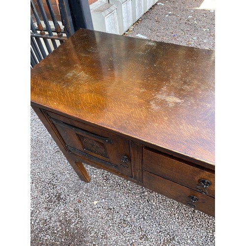 200 - REPRODUCTION OAK DRESSER WITH IRON STRAP WORK HINGES