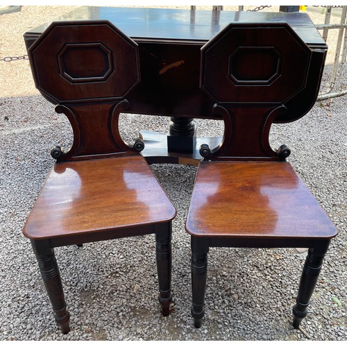 97A - PAIR OF 19TH CENTURY MAHOGANY OCTAGONAL BACKED HALL CHAIRS