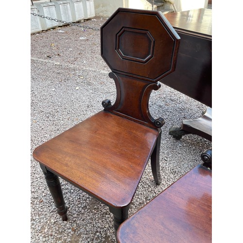 97A - PAIR OF 19TH CENTURY MAHOGANY OCTAGONAL BACKED HALL CHAIRS