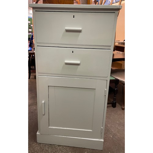 158 - PAINTED PINE TWO DRAWER CUPBOARD