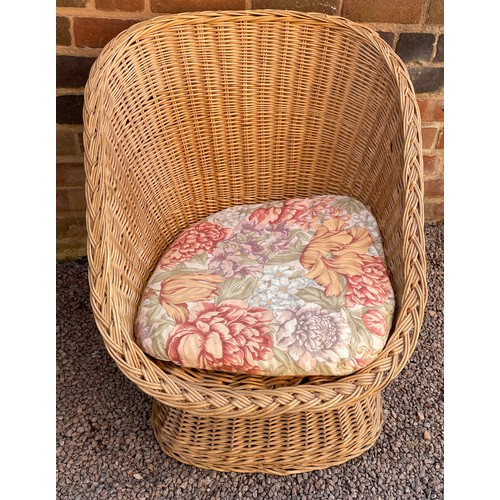 35 - BAMBOO RATTAN BASKET CHAIR WITH LOOSE CUSHION