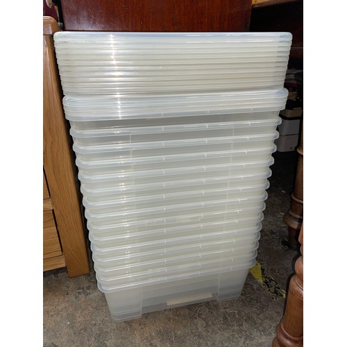 83 - STACK OF 15 UPVC STORAGE BOXES WITH LIDS