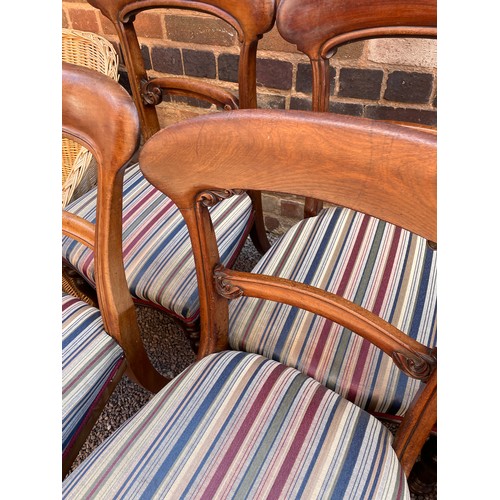 81 - HARLEQUIN SET OF EIGHT VICTORIAN UPHOLSTERED BAR BACK DINING CHAIRS