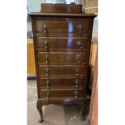 94 - EDWARDIAN WALNUT SIX DRAWER MANUSCRIPT CHEST