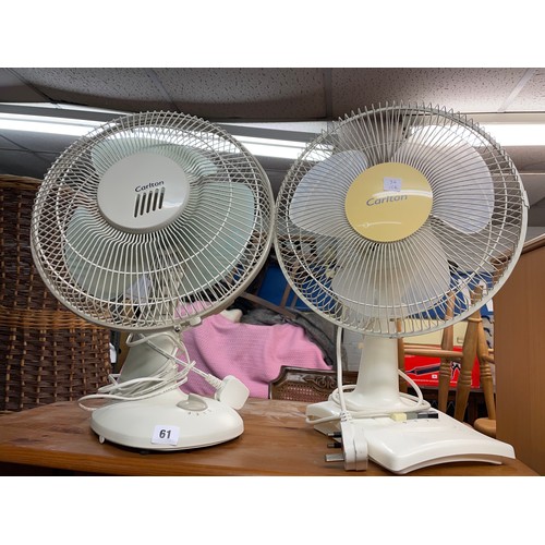 61 - TWO CARLTON DESK TOP OSCILLATING FANS