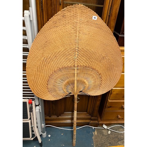 46 - RATTAN WEAVE PALM SHAPED FAN