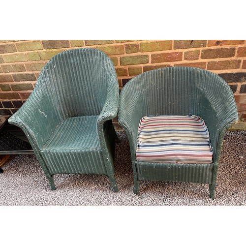 172 - TWO LLOYD LOOM GREEN BASKET CHAIRS