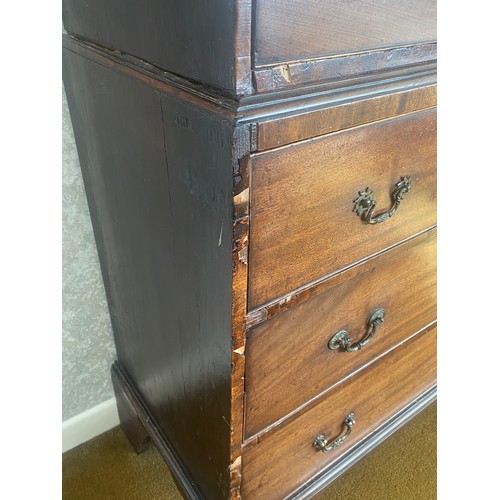 193 - GEORGE III MAHOGANY CHEST ON CHEST ON BRACKET FEET