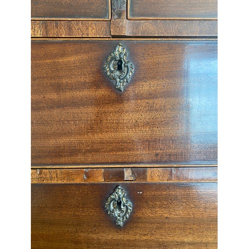 193 - GEORGE III MAHOGANY CHEST ON CHEST ON BRACKET FEET