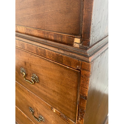 193 - GEORGE III MAHOGANY CHEST ON CHEST ON BRACKET FEET