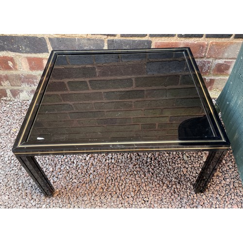 122A - BLACK METAL GLASS INSET LAMP TABLE