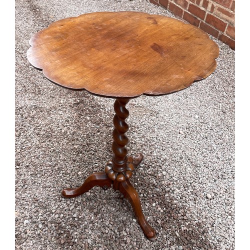 93 - VICTORIAN WALNUT BARLEY TWIST TRIPOD OCCASIONAL TABLE